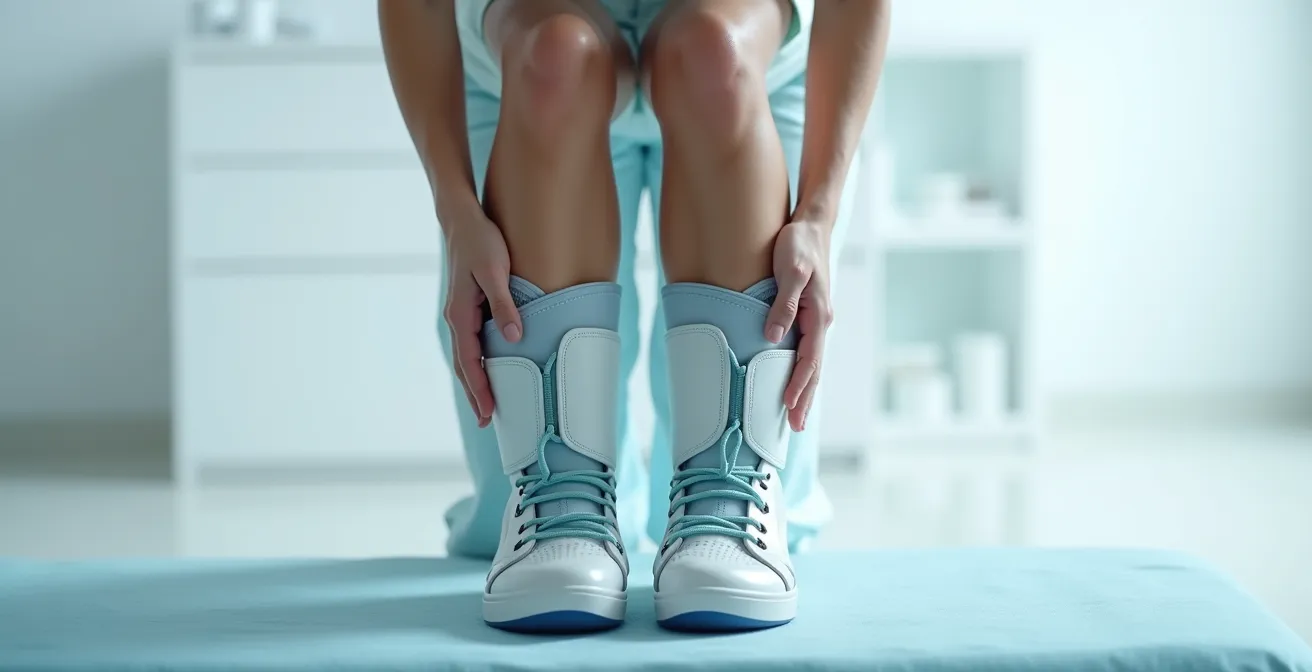 Comparación visual entre técnica manual y botas de presoterapia en tratamiento de piernas