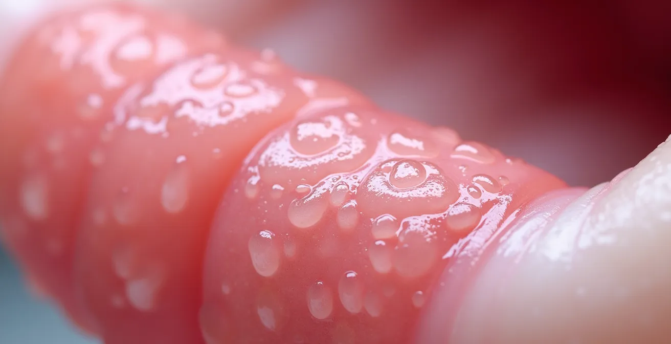 Ilustración macro detallada de texturas y colores de la lengua para diagnóstico oriental